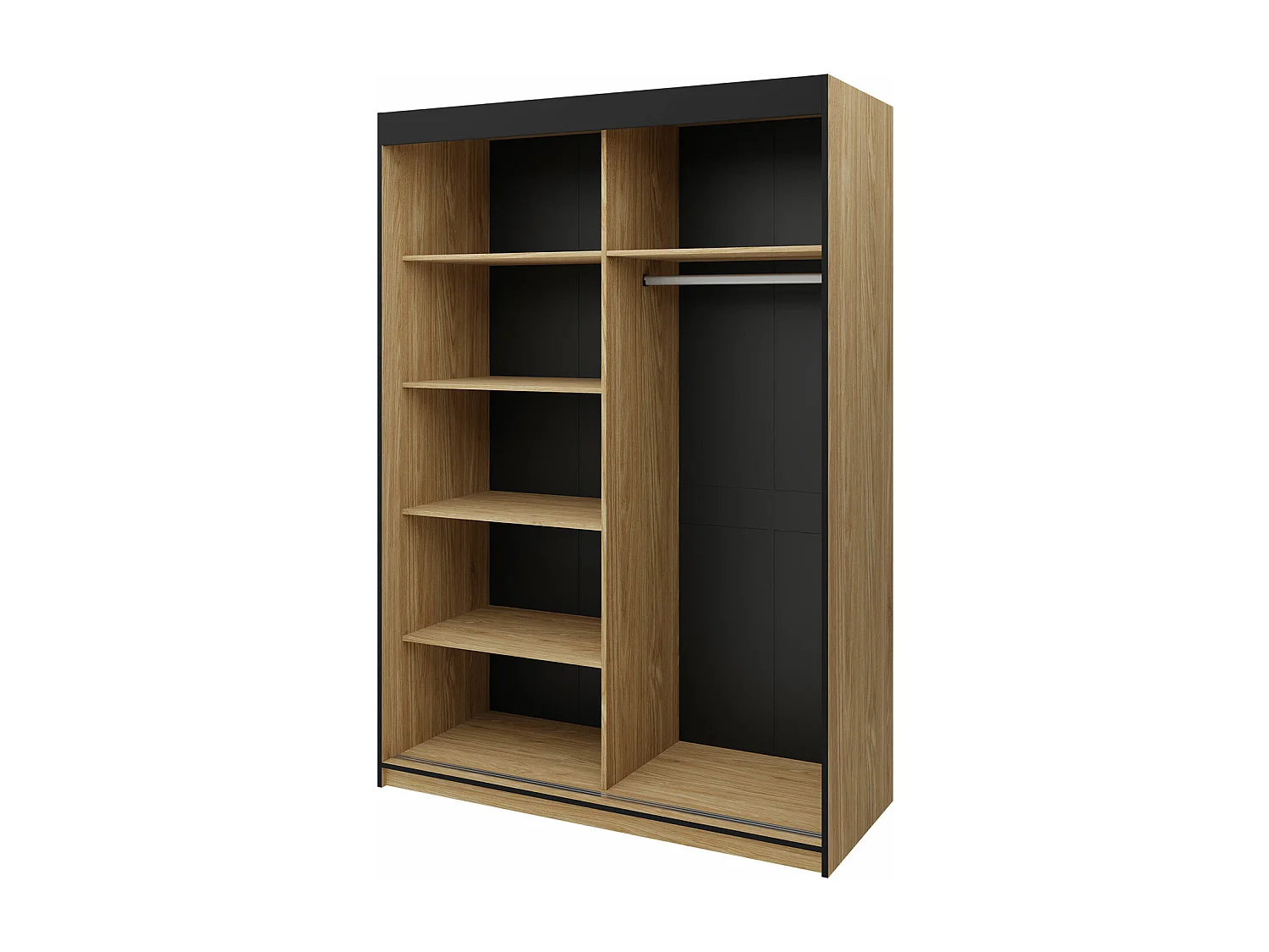 Armoire Tenreme 101, Beige|Chêne, 215x150x65cm, Portes d'armoire: Coulissantes
