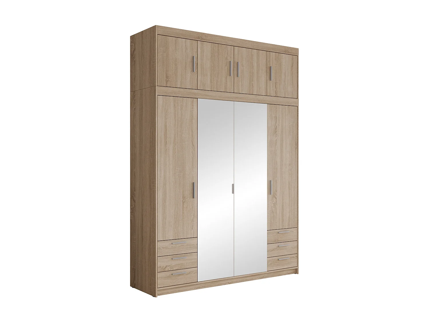 Armoire Novduni 120, Sonoma chêne, 246x177x53cm, Portes d'armoire: Avec des charnières