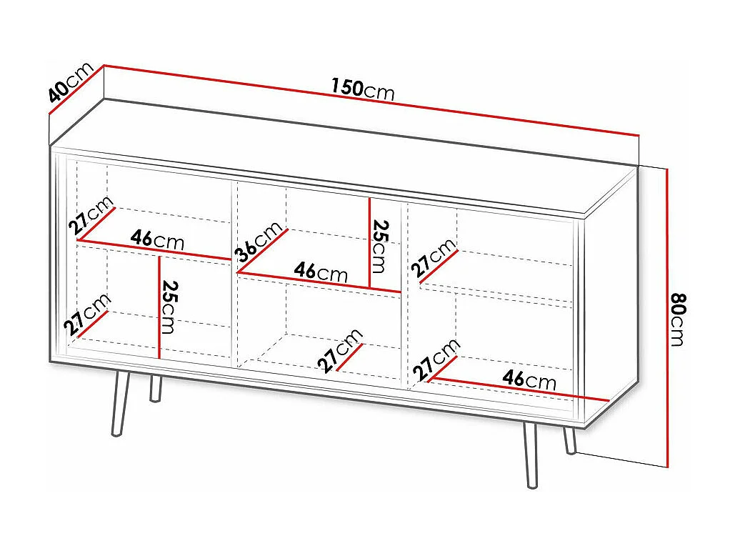 Aparador Providence 190, Dorado|Grafito, 80x150x40cm, Aglomerado laminado