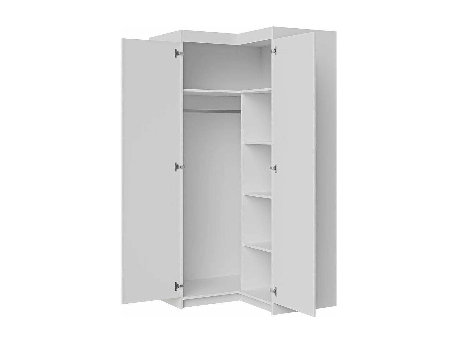 Armoire d'angle Novduni 116, Blanc, 191x98x98cm, Portes d'armoire: Avec des charnières