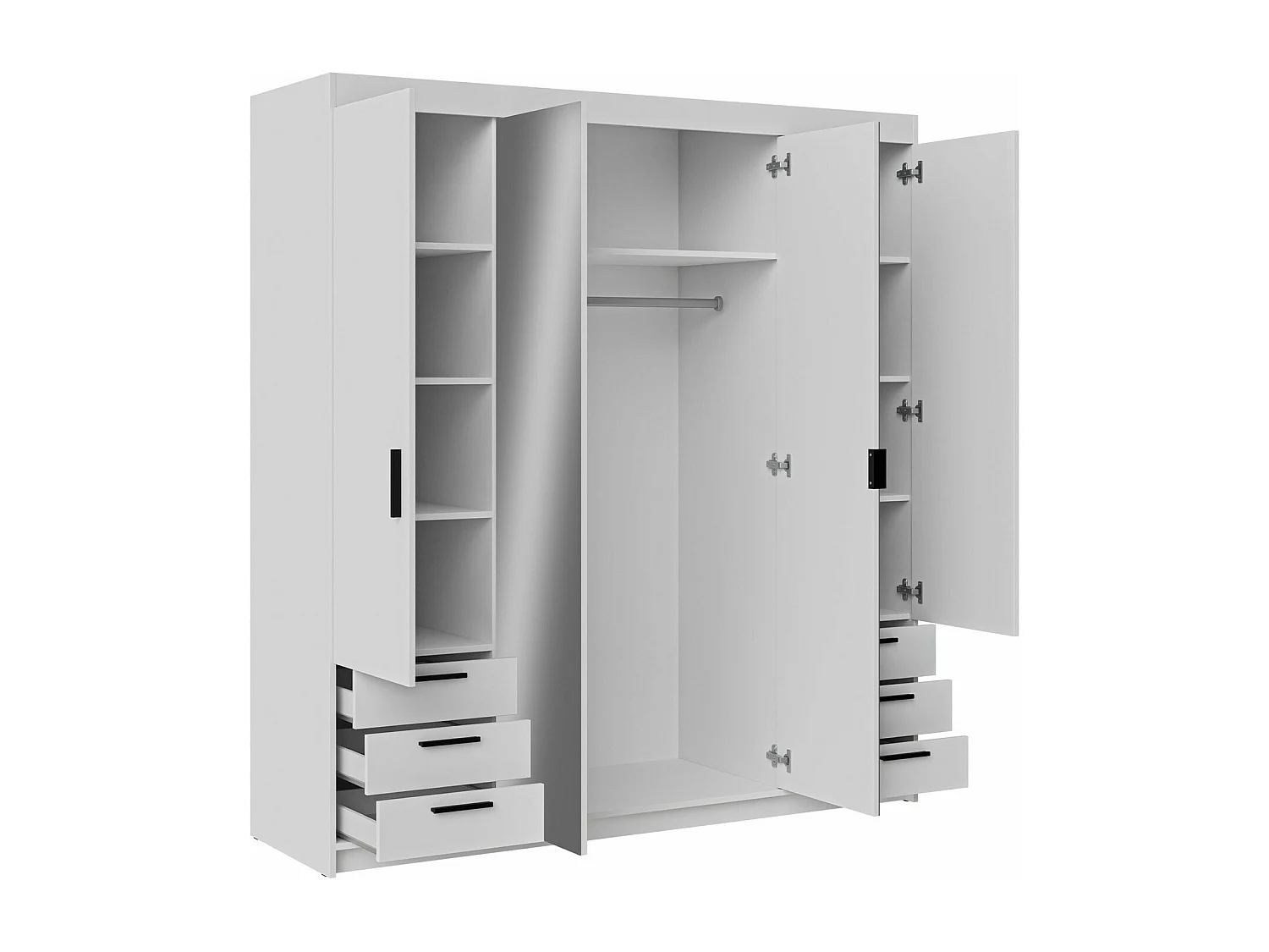 Armario Novduni 115, Blanco, 191x177x53cm, Puertas de armario: Con bisagras