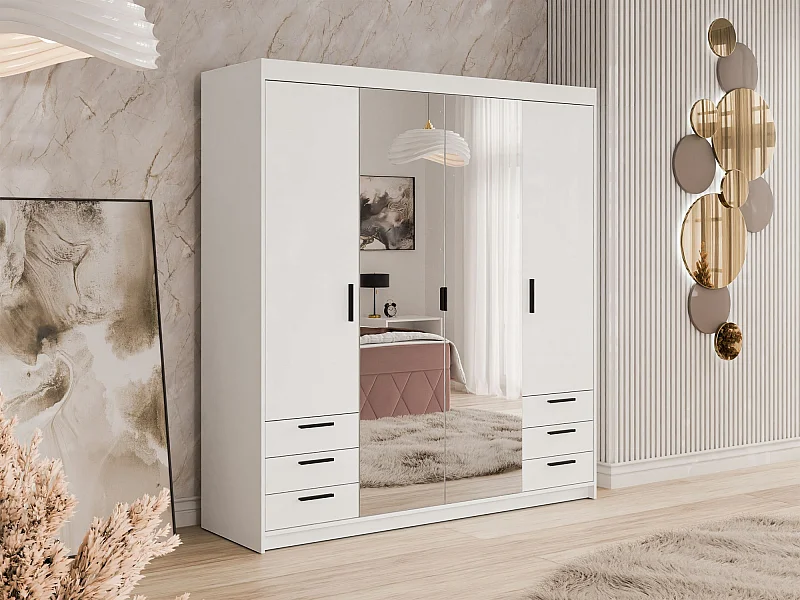 Armoire Novduni 115, Blanc, 191x177x53cm, Portes d'armoire: Avec des charnières