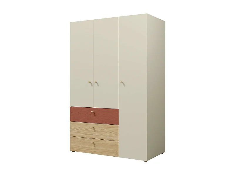 Armoire Domcali 100, Chêne|Coral|Beige, 185x120x60cm