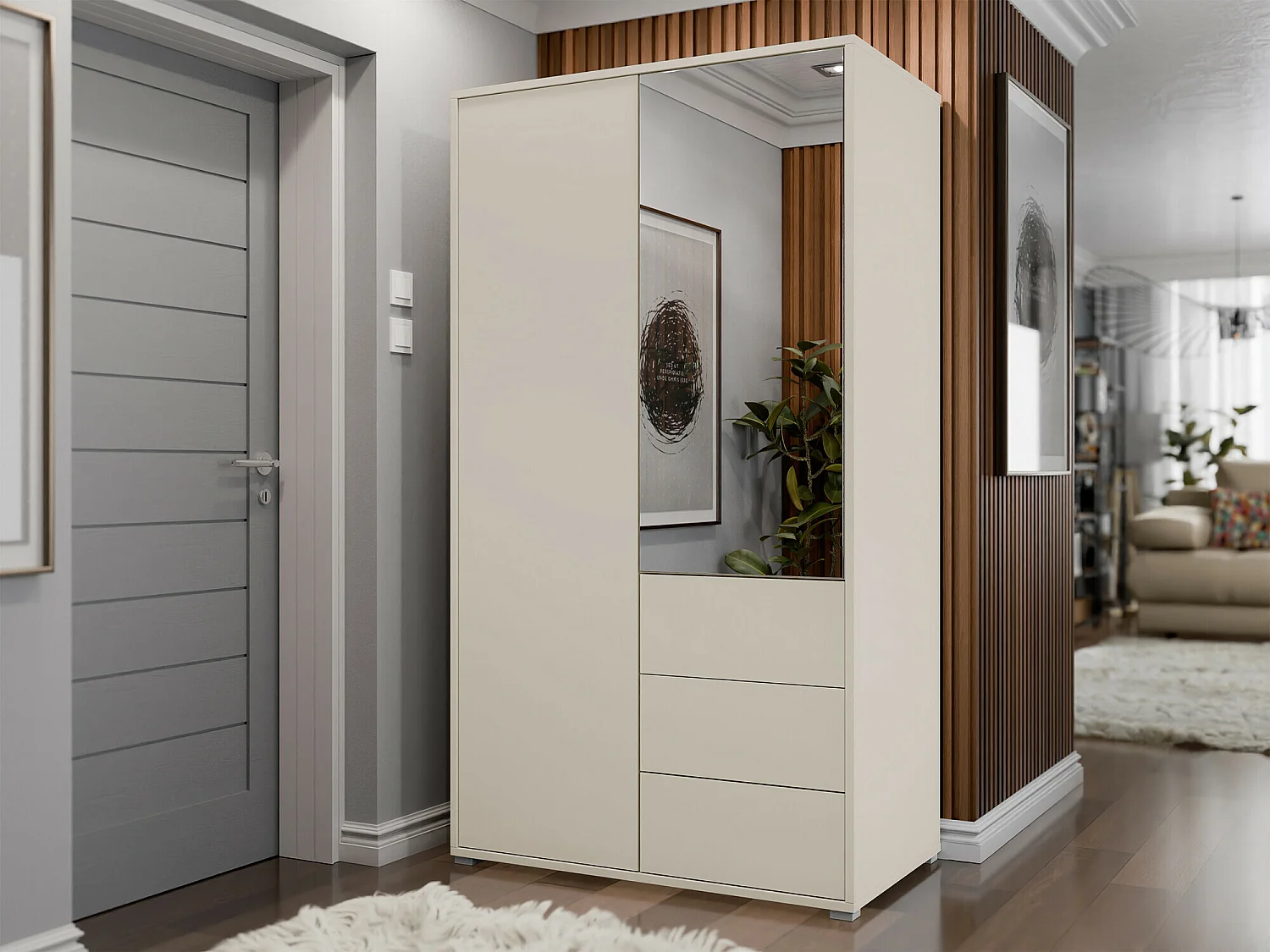 Armario Comfivo Fersoe 112, Cachemira, 178x100x59cm, Puertas de armario: Con bisagras