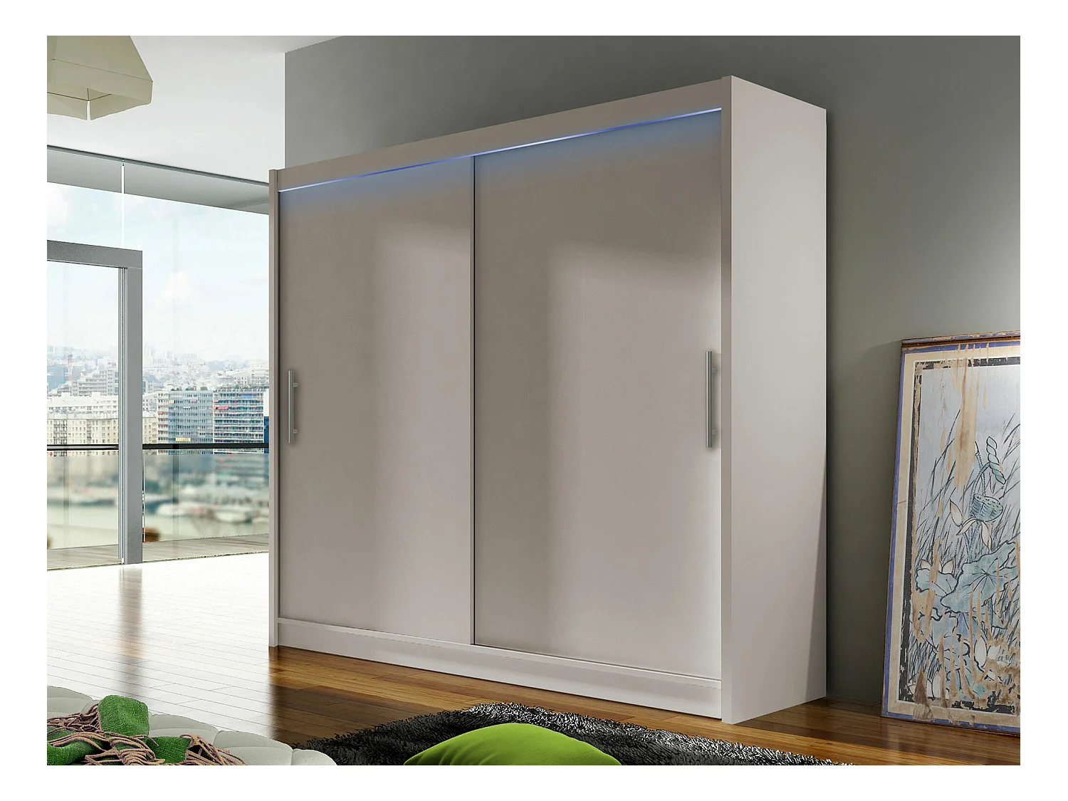Armoire Closico 100, Cachemire, 215x180x58cm, Portes d'armoire: Coulissantes