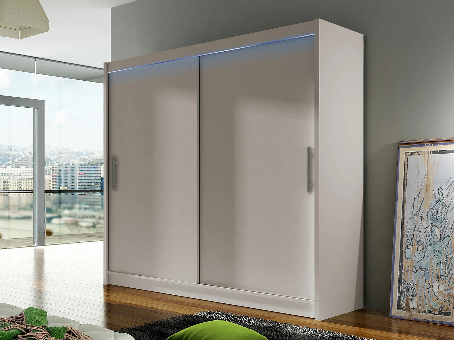 Armario Closico 100, Cachemira, 215x180x58cm, Puertas de armario: Correderas