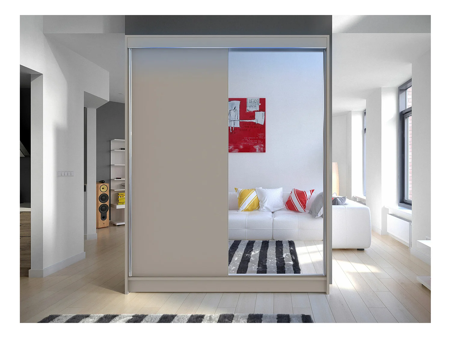 Armoire Closico 140, Cachemire, 200x150x58cm, Portes d'armoire: Coulissantes