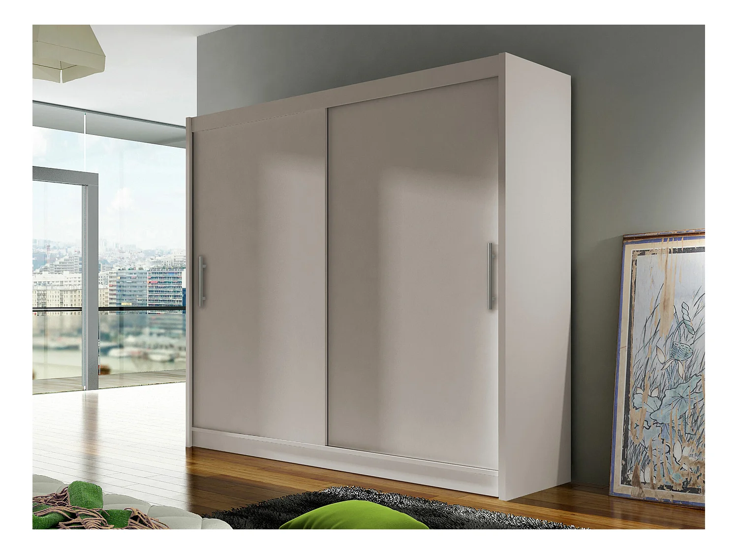 Armoire Closico 100, Cachemire, 215x180x58cm, Portes d'armoire: Coulissantes