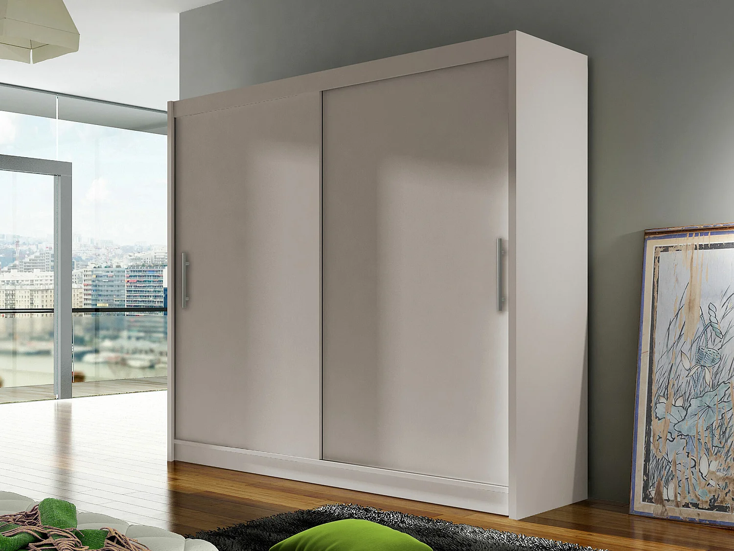 Armoire Closico 100, Cachemire, 215x180x58cm, Portes d'armoire: Coulissantes