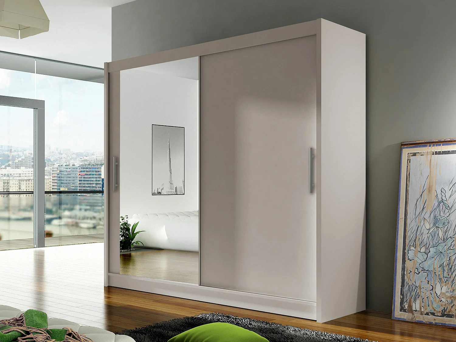 Armario Closico 107, Cachemira, 215x180x58cm, Puertas de armario: Correderas