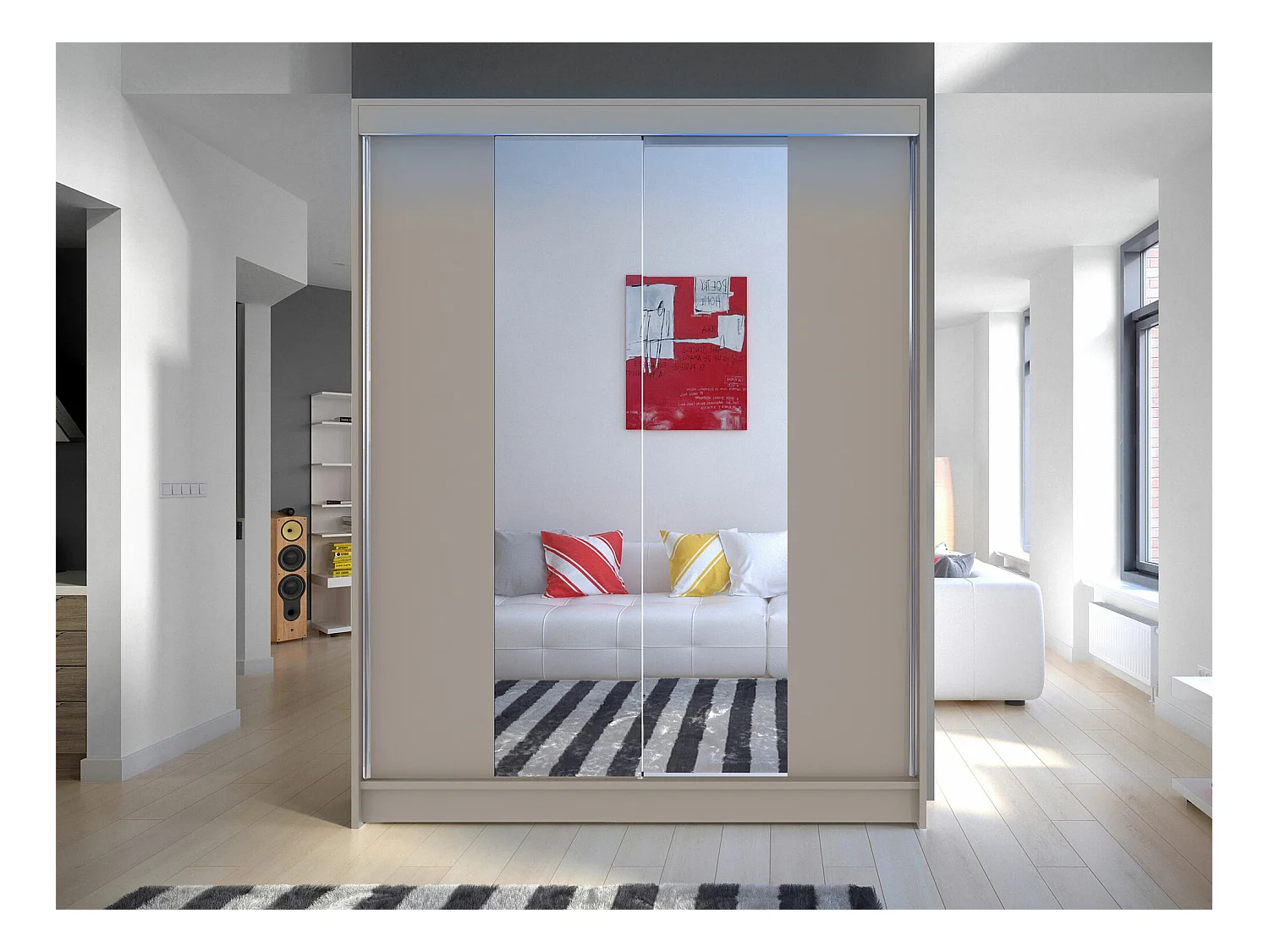 Armoire Closico 141, Cachemire, 200x150x58cm, Portes d'armoire: Coulissantes