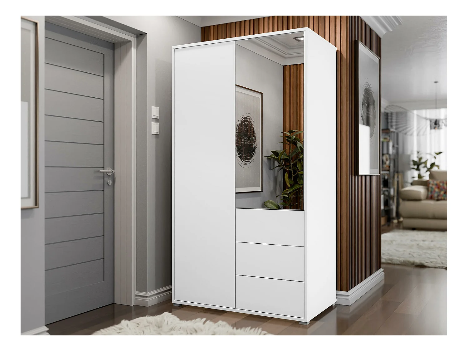 Armoire Comfivo Fersoe 112, Blanc, 178x100x59cm, Portes d'armoire: Avec des charnières