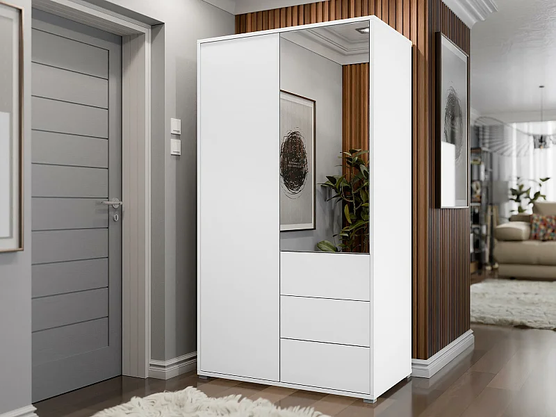 Armoire Comfivo Fersoe 112, Blanc, 178x100x59cm, Portes d'armoire: Avec des charnières