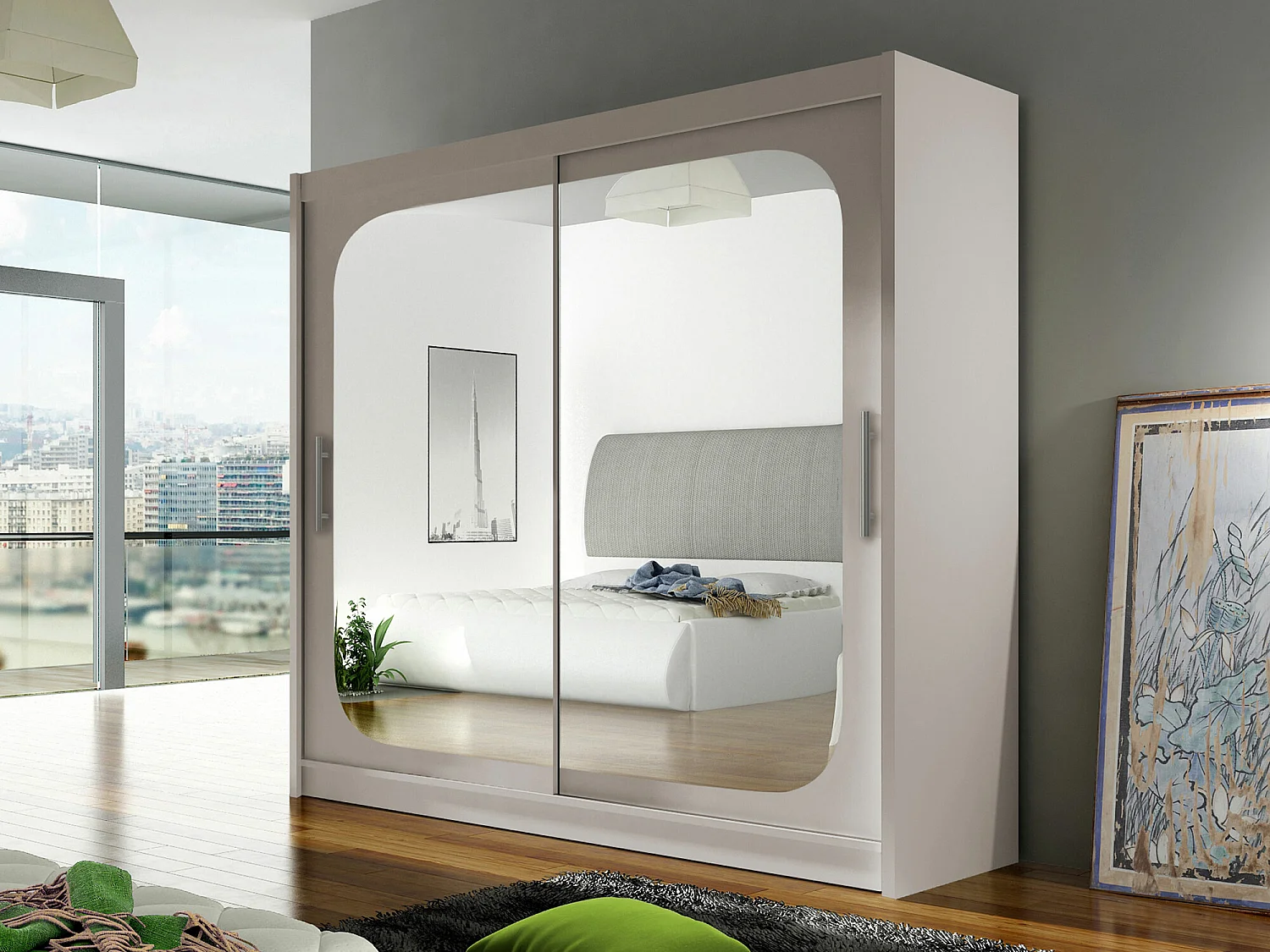 Armario Closico 108, Cachemira, 215x180x58cm, Puertas de armario: Correderas