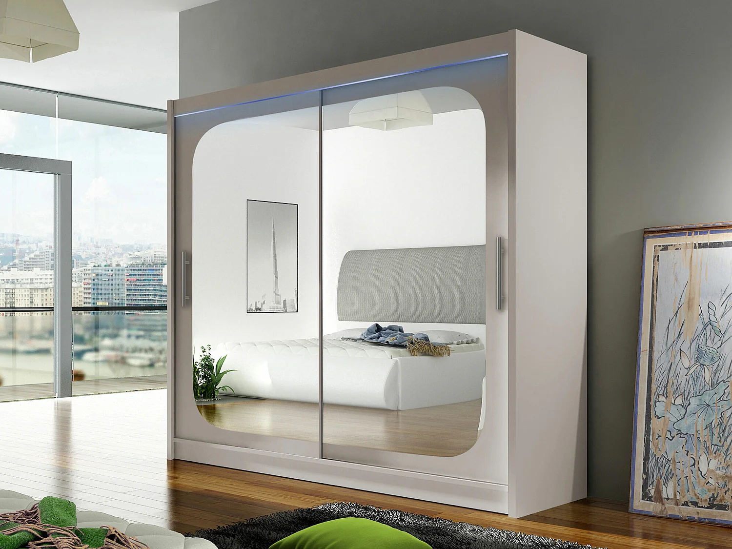 Armoire Closico 108, Cachemire, 215x180x58cm, Portes d'armoire: Coulissantes