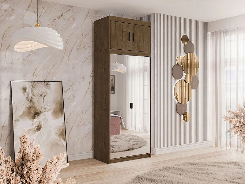 Armoire Novduni 119, Chêne de Lefkas, 246x90x53cm, Portes d'armoire: Avec des charnières