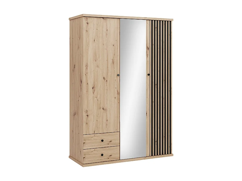 Armario Venmava 115, Negro|Roble Artisan, 213x150x60cm, Puertas de armario: Con bisagras