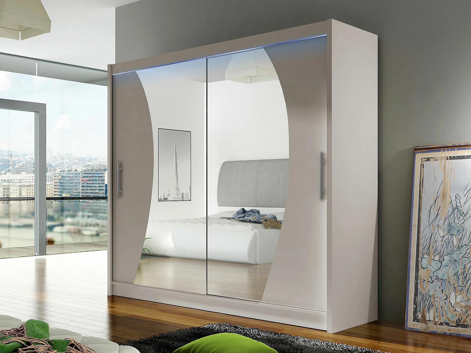 Armoire Closico 115, Cachemire, 215x180x58cm, Portes d'armoire: Coulissantes