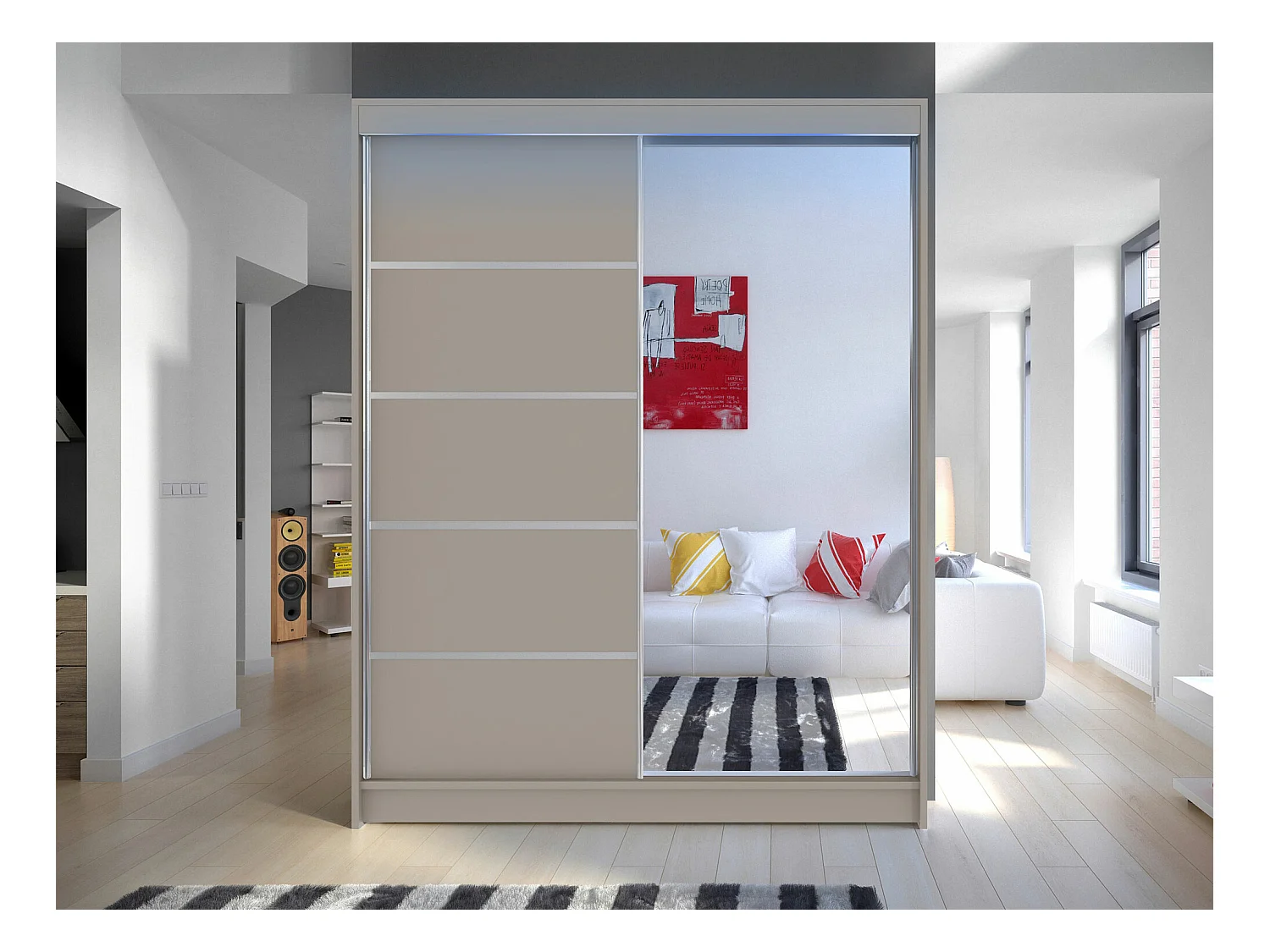 Armoire Closico 143, Cachemire, 200x150x58cm, Portes d'armoire: Coulissantes
