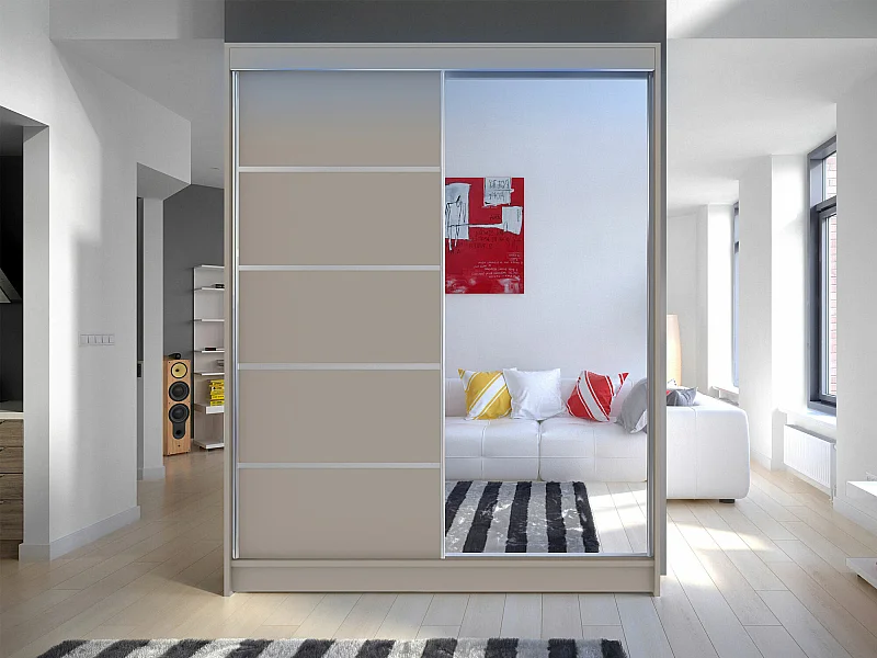 Armoire Closico 143, Cachemire, 200x150x58cm, Portes d'armoire: Coulissantes