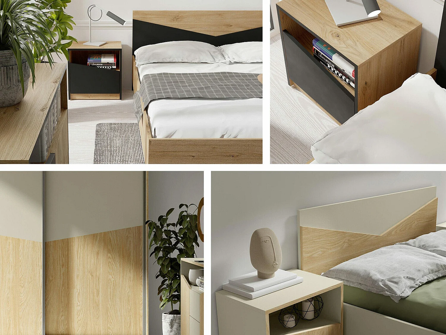 Armario Tenreme 100, Beige|Roble, 215x200x65cm, Puertas de armario: Correderas