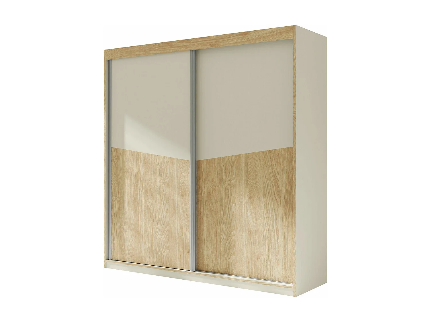 Armoire Tenreme 100, Chêne|Beige, 215x200x65cm, Portes d'armoire: Coulissantes