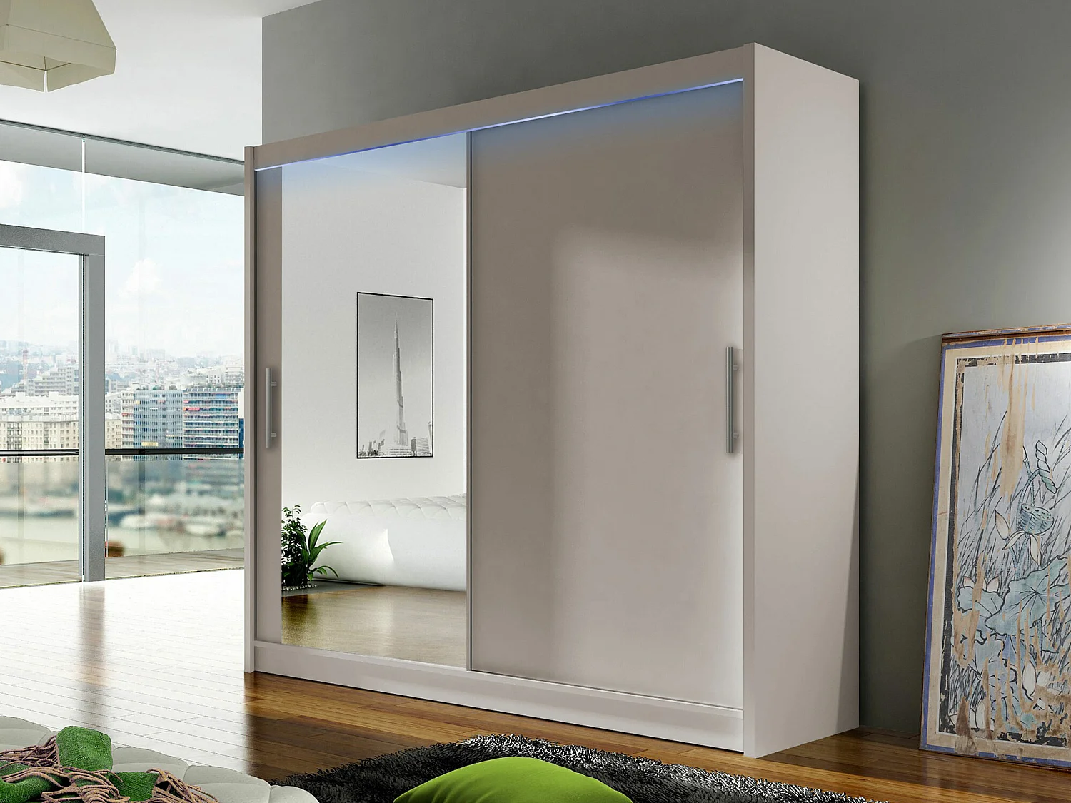 Armario Closico 107, Cachemira, 215x180x58cm, Puertas de armario: Correderas