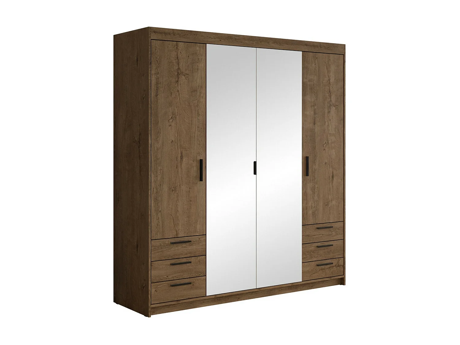 Armario Novduni 115, Roble de lefkada, 191x177x53cm, Puertas de armario: Con bisagras