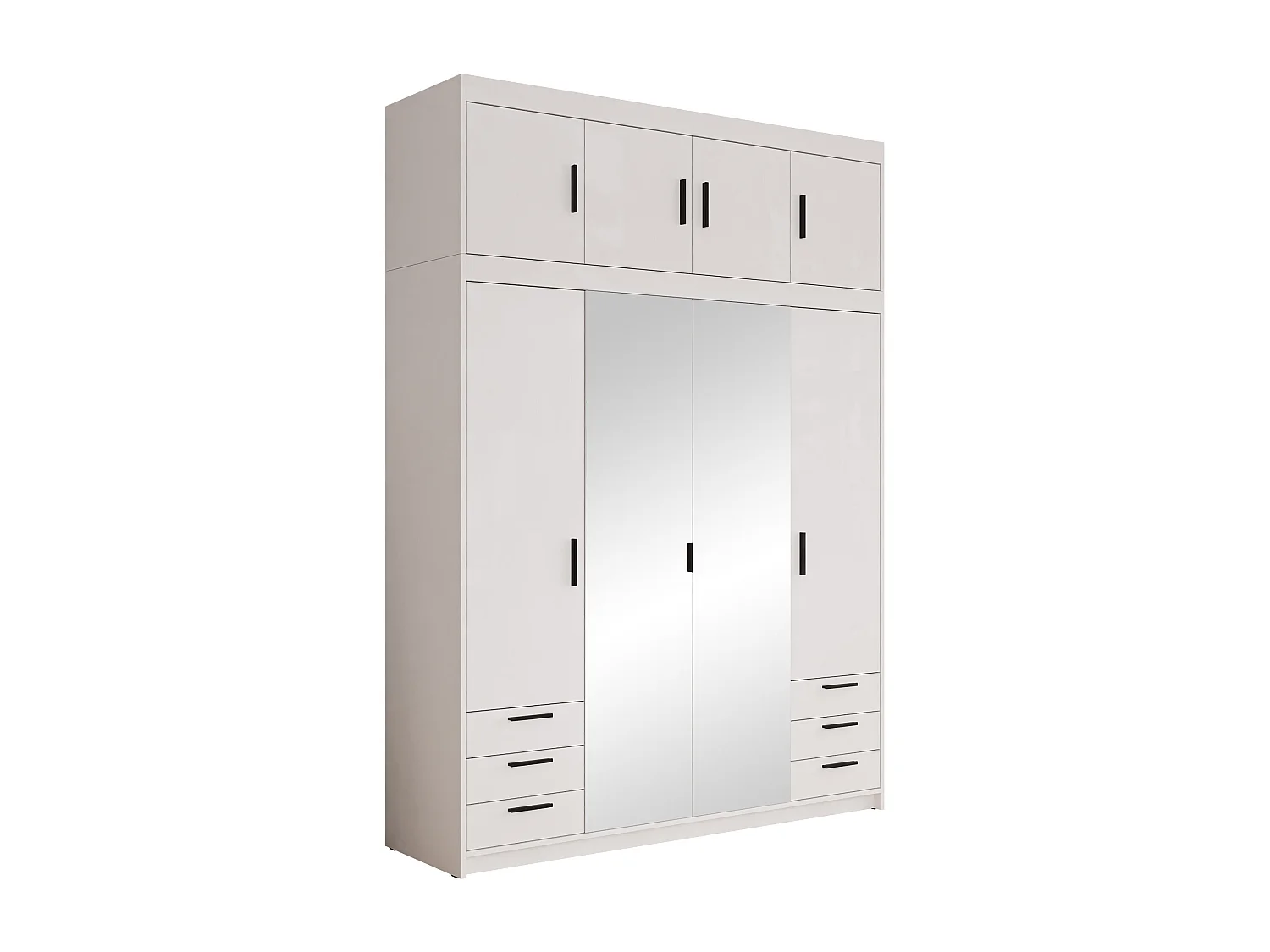 Armoire Novduni 120, Blanc, 246x177x53cm, Portes d'armoire: Avec des charnières