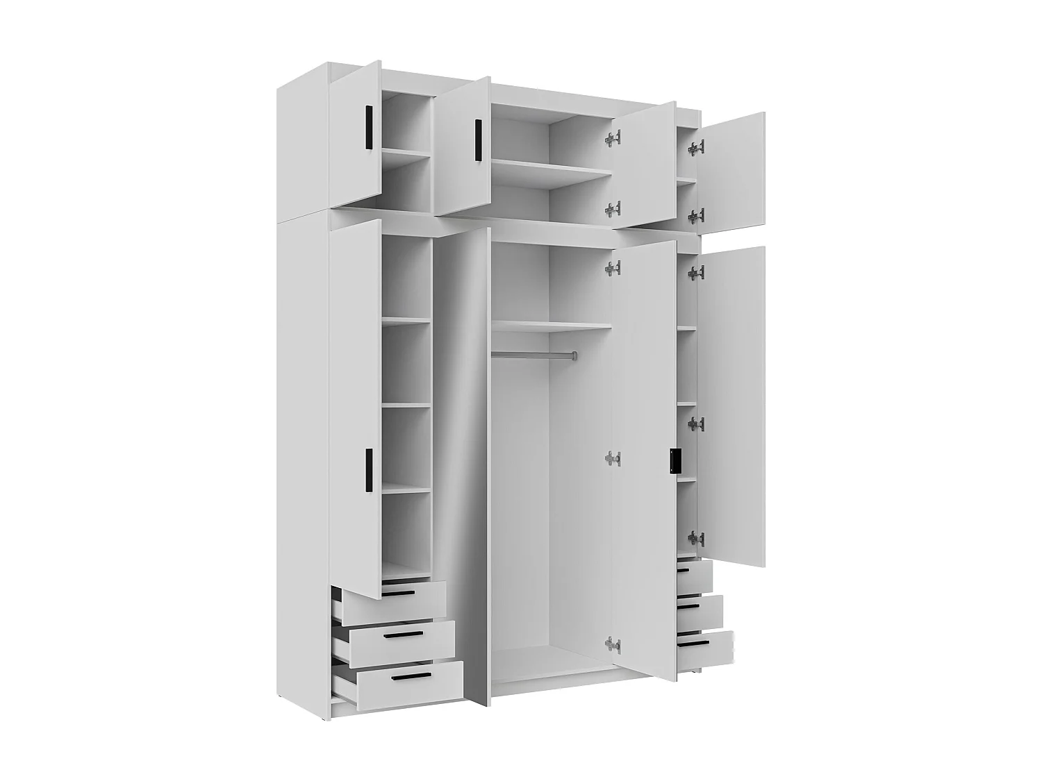 Armoire Novduni 120, Blanc, 246x177x53cm, Portes d'armoire: Avec des charnières