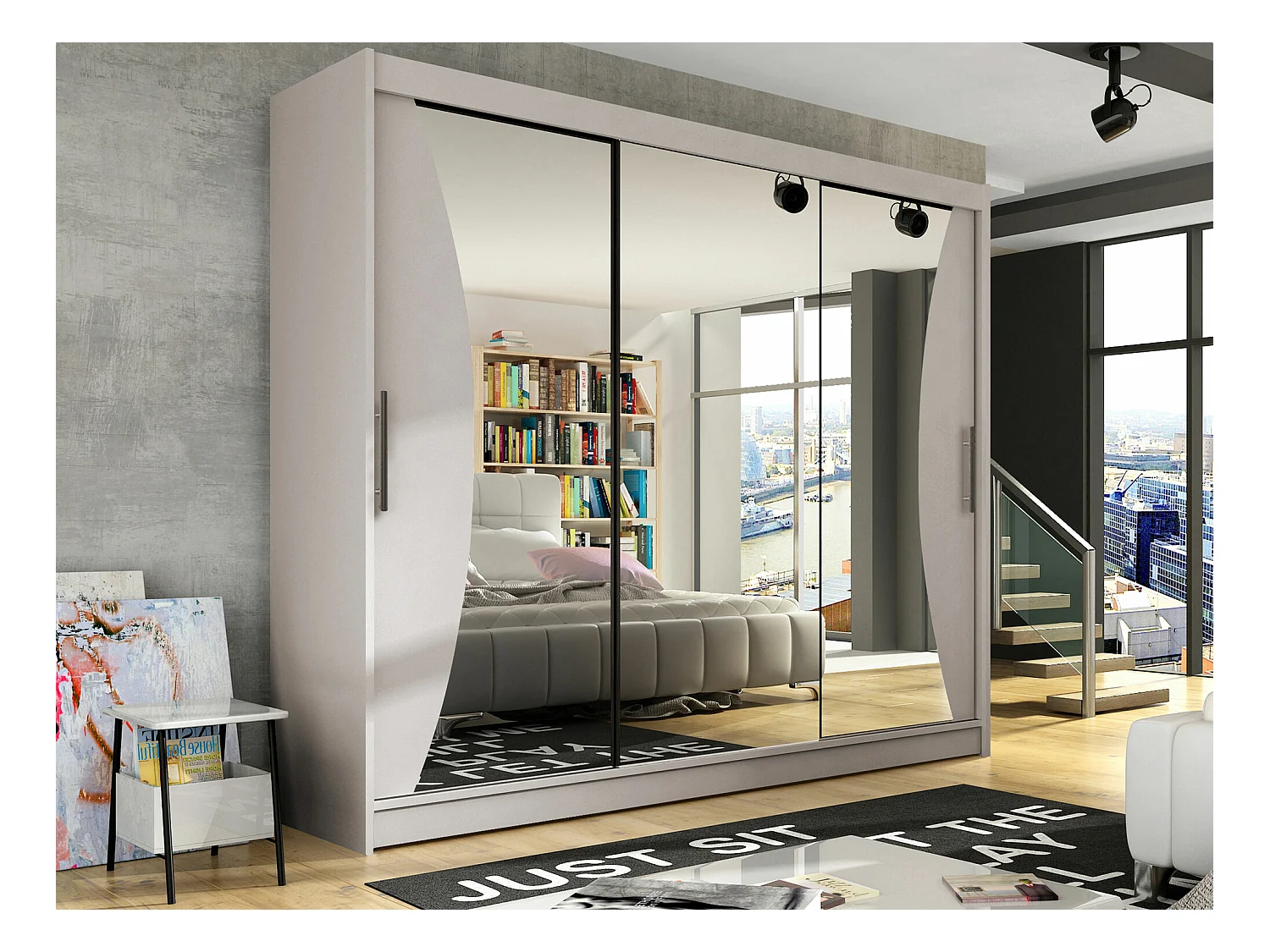 Armoire Closico 120, Cachemire, 215x250x58cm, Portes d'armoire: Coulissantes