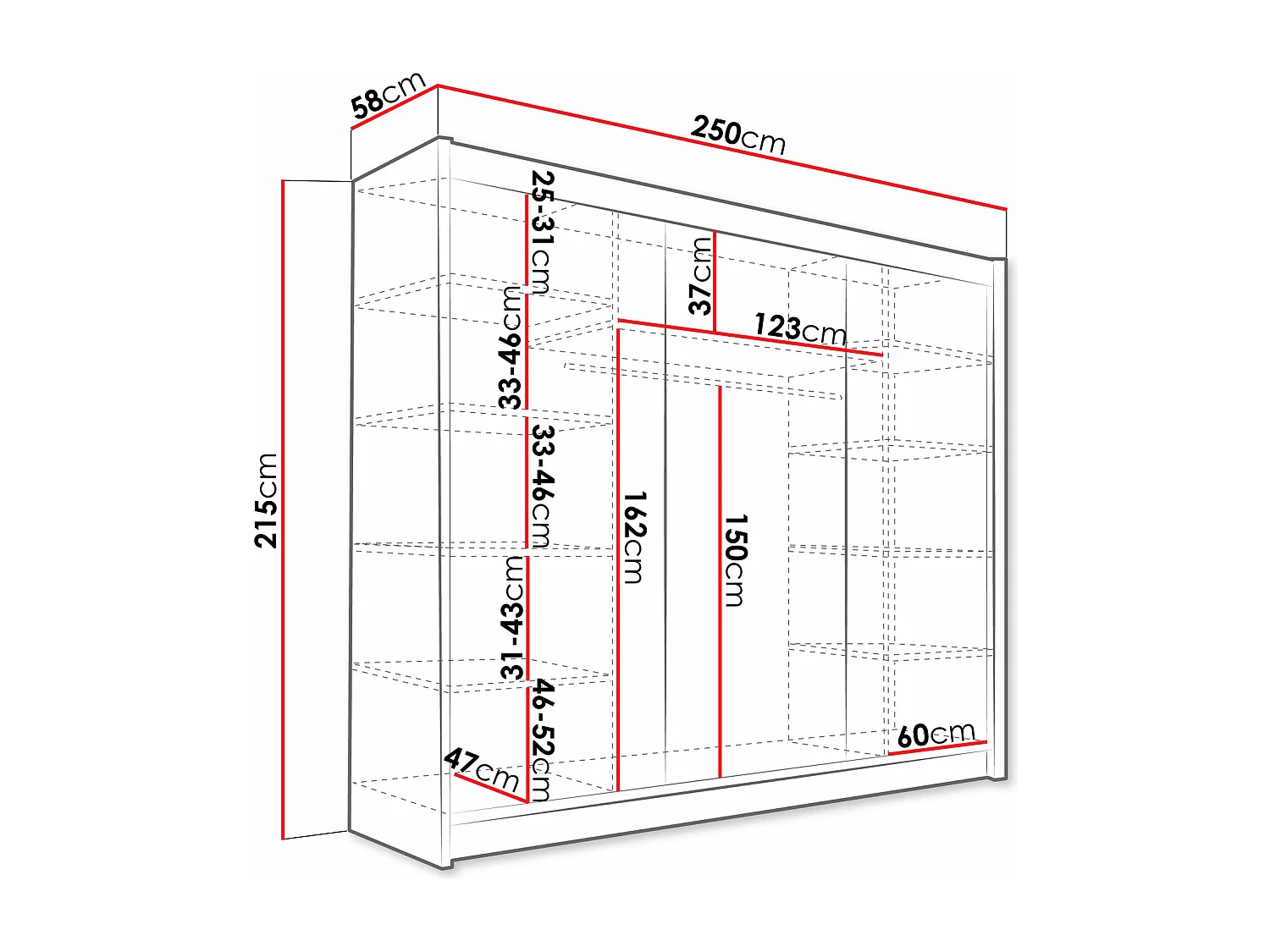 Armario Closico 120, Cachemira, 215x250x58cm, Puertas de armario: Correderas