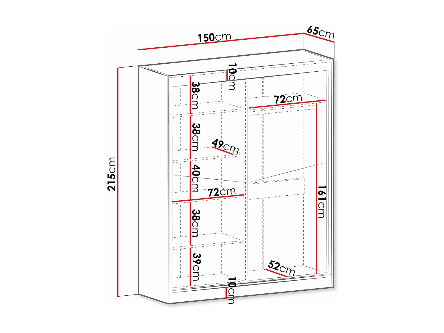 Armoire Tenreme 101, Noir|Chêne, 215x150x65cm, Portes d'armoire: Coulissantes