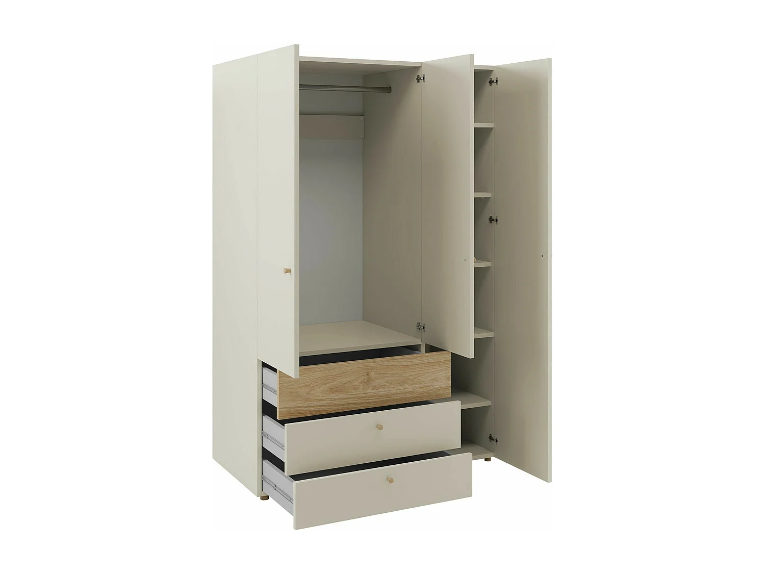 Armoire Domcali 100, Chêne|Beige, 185x120x60cm, Portes d'armoire: Avec des charnières