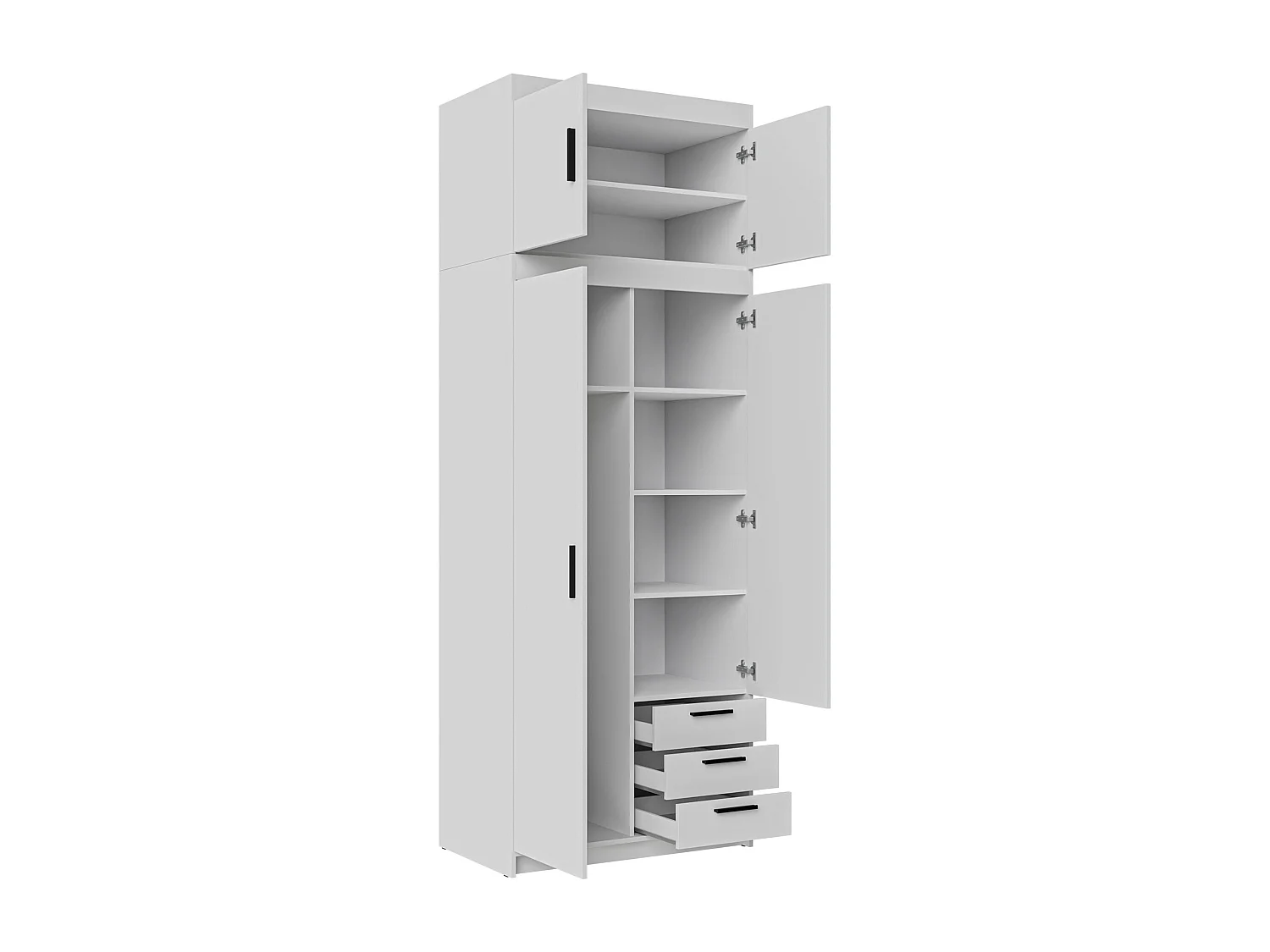 Armario Novduni 113, Blanco, 246x90x53cm, Puertas de armario: Con bisagras