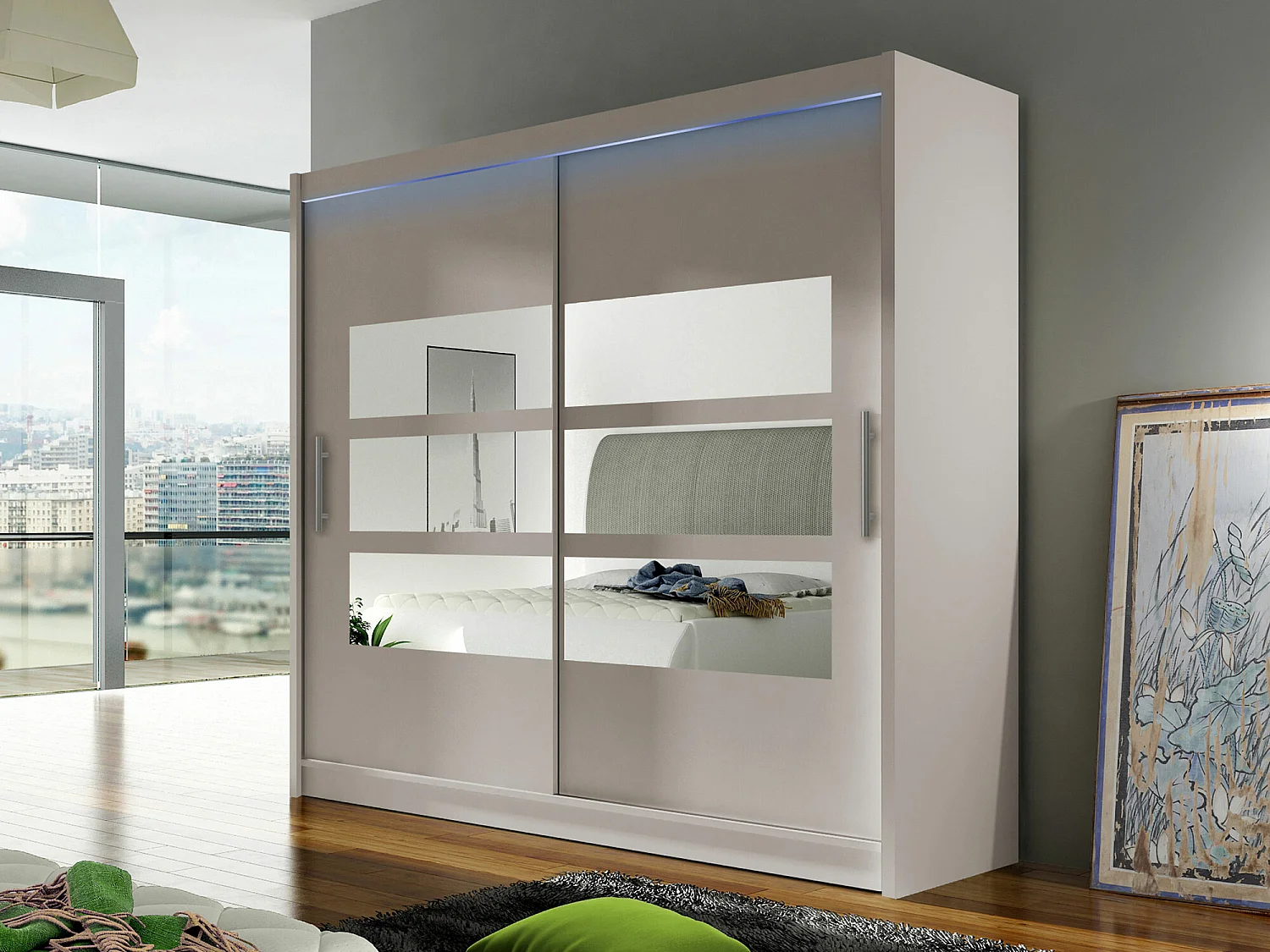 Armoire Closico 101, Cachemire, 215x180x58cm, Portes d'armoire: Coulissantes