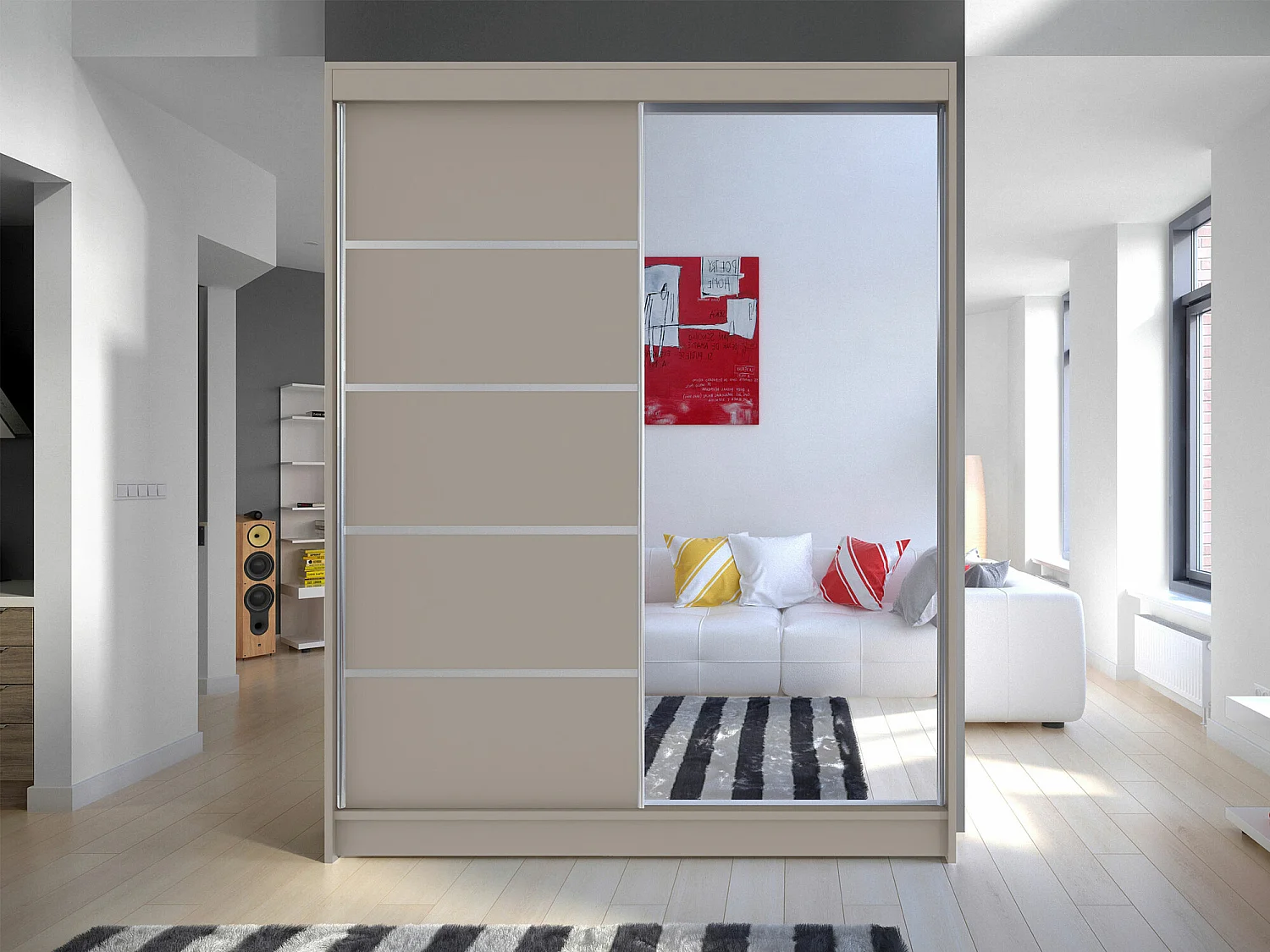 Armario Closico 143, Cachemira, 200x150x58cm, Puertas de armario: Correderas