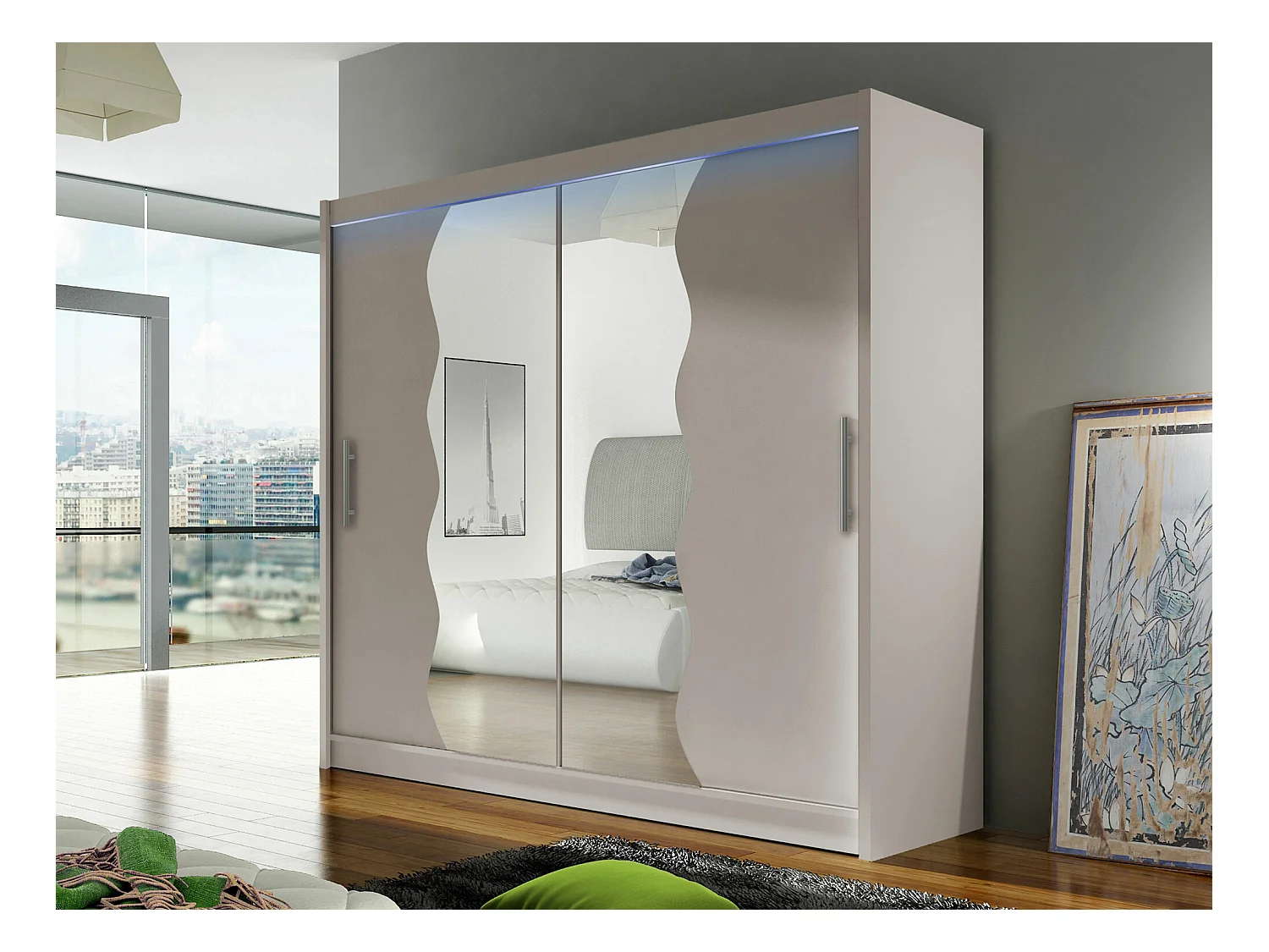 Armoire Closico 125, Cachemire, 215x180x57cm, Portes d'armoire: Coulissantes