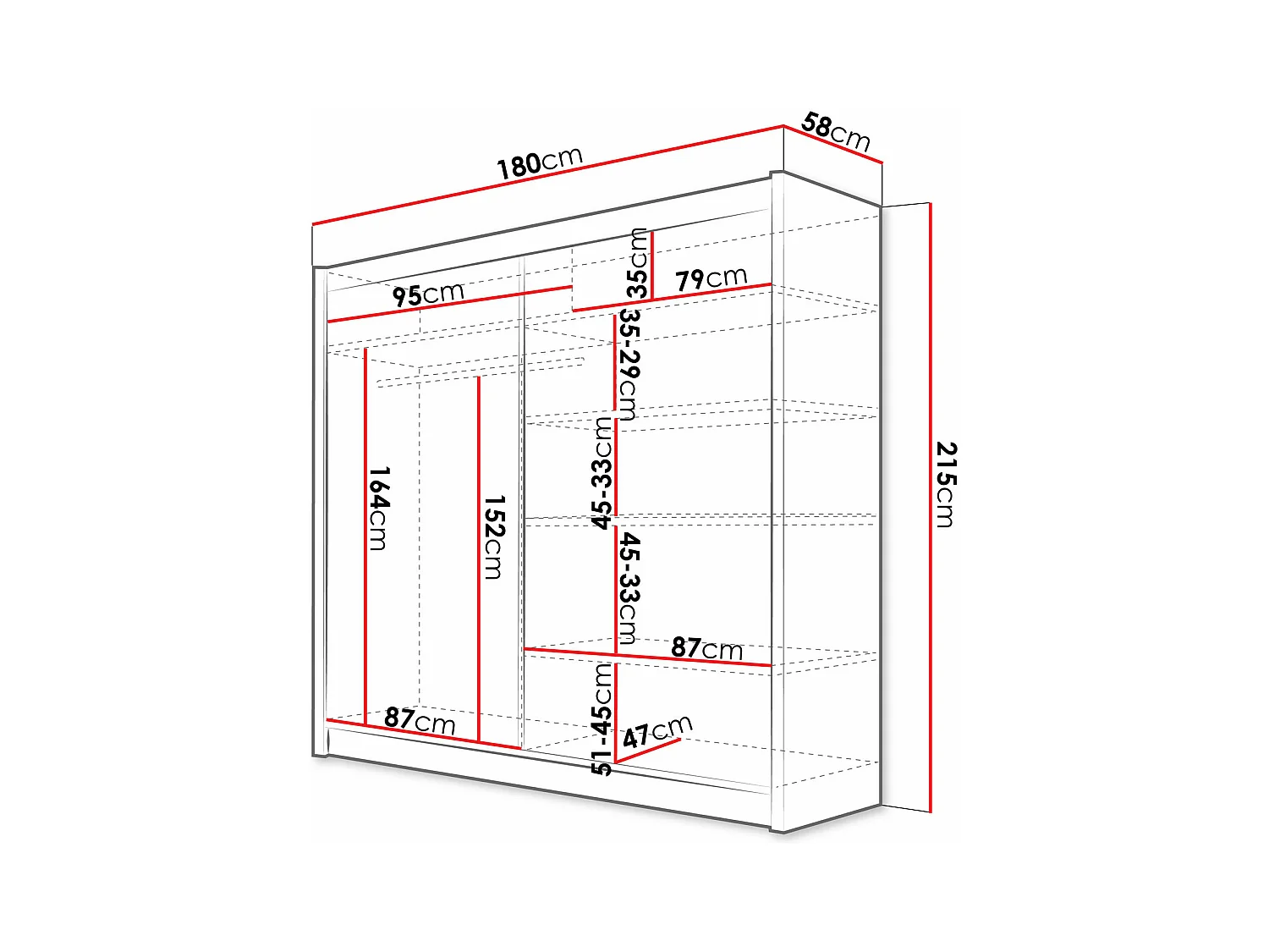 Armoire Closico 125, Cachemire, 215x180x57cm, Portes d'armoire: Coulissantes