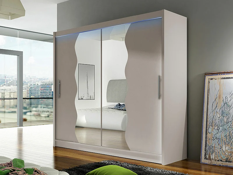 Armoire Closico 125, Cachemire, 215x180x57cm, Portes d'armoire: Coulissantes