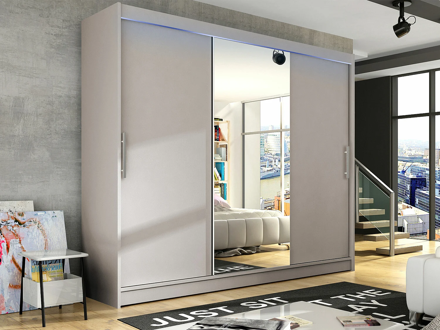 Armoire Closico 122, Cachemire, 215x250x58cm, Portes d'armoire: Coulissantes