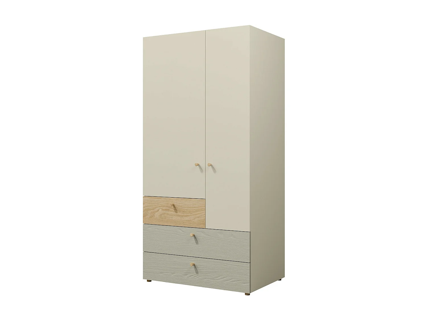 Armoire Domcali 101, Gris|Beige|Chêne, 185x90x60cm, Portes d'armoire: Avec des charnières