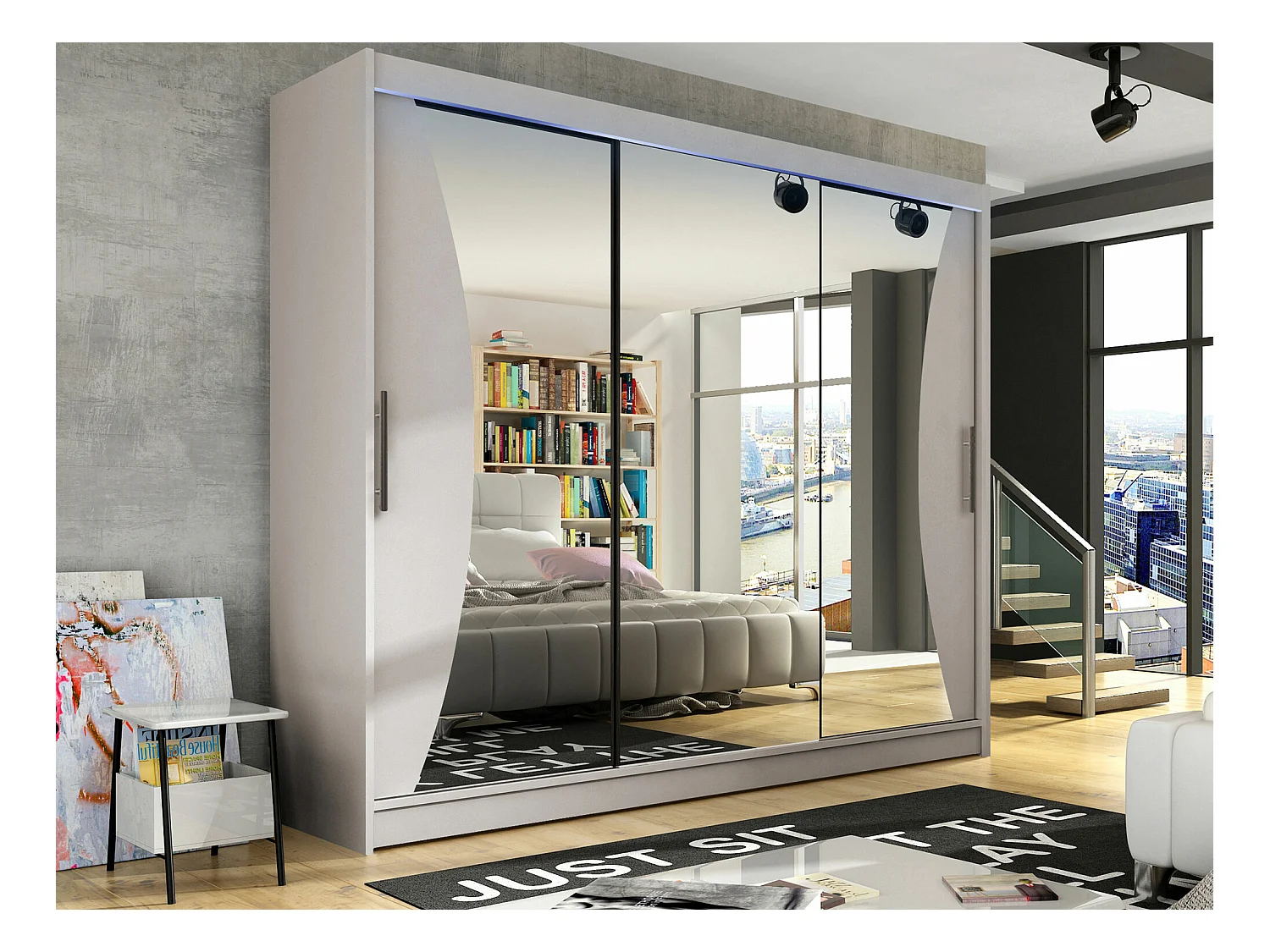 Armoire Closico 120, Cachemire, 215x250x58cm, Portes d'armoire: Coulissantes