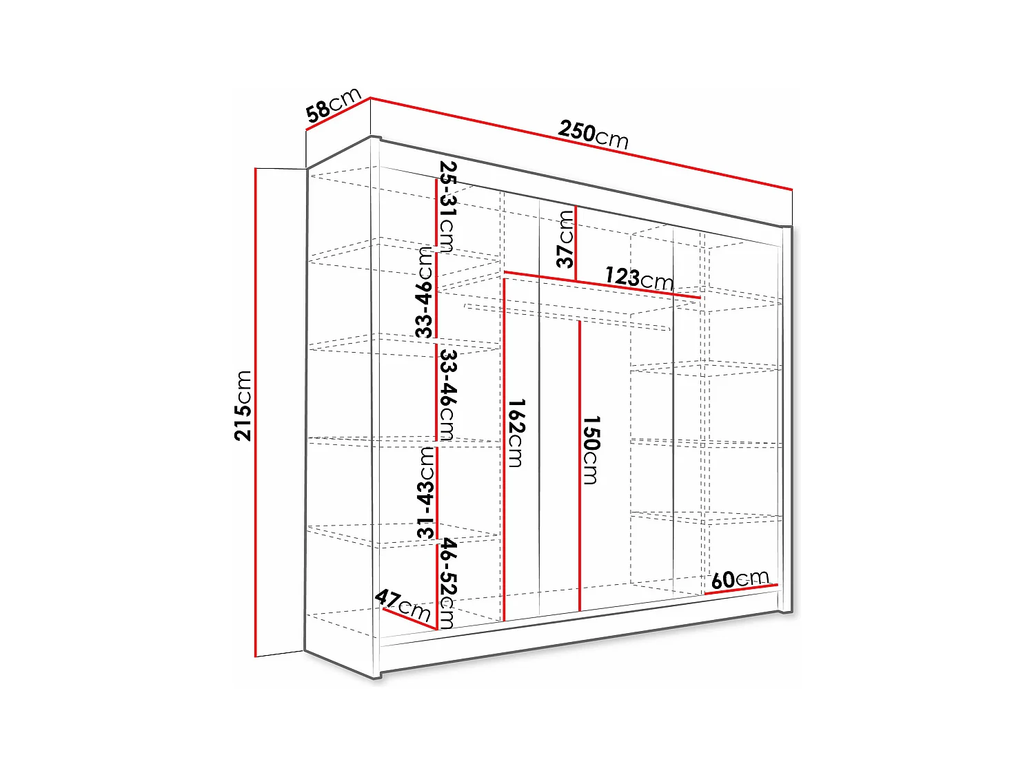 Armoire Closico 120, Cachemire, 215x250x58cm, Portes d'armoire: Coulissantes
