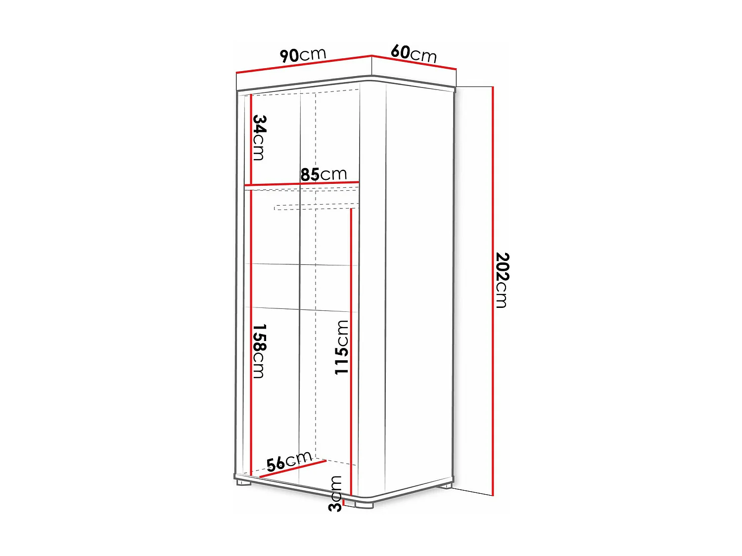 Armoire Melsali 100, Graphite|Sonoma chêne, 202x90x60cm