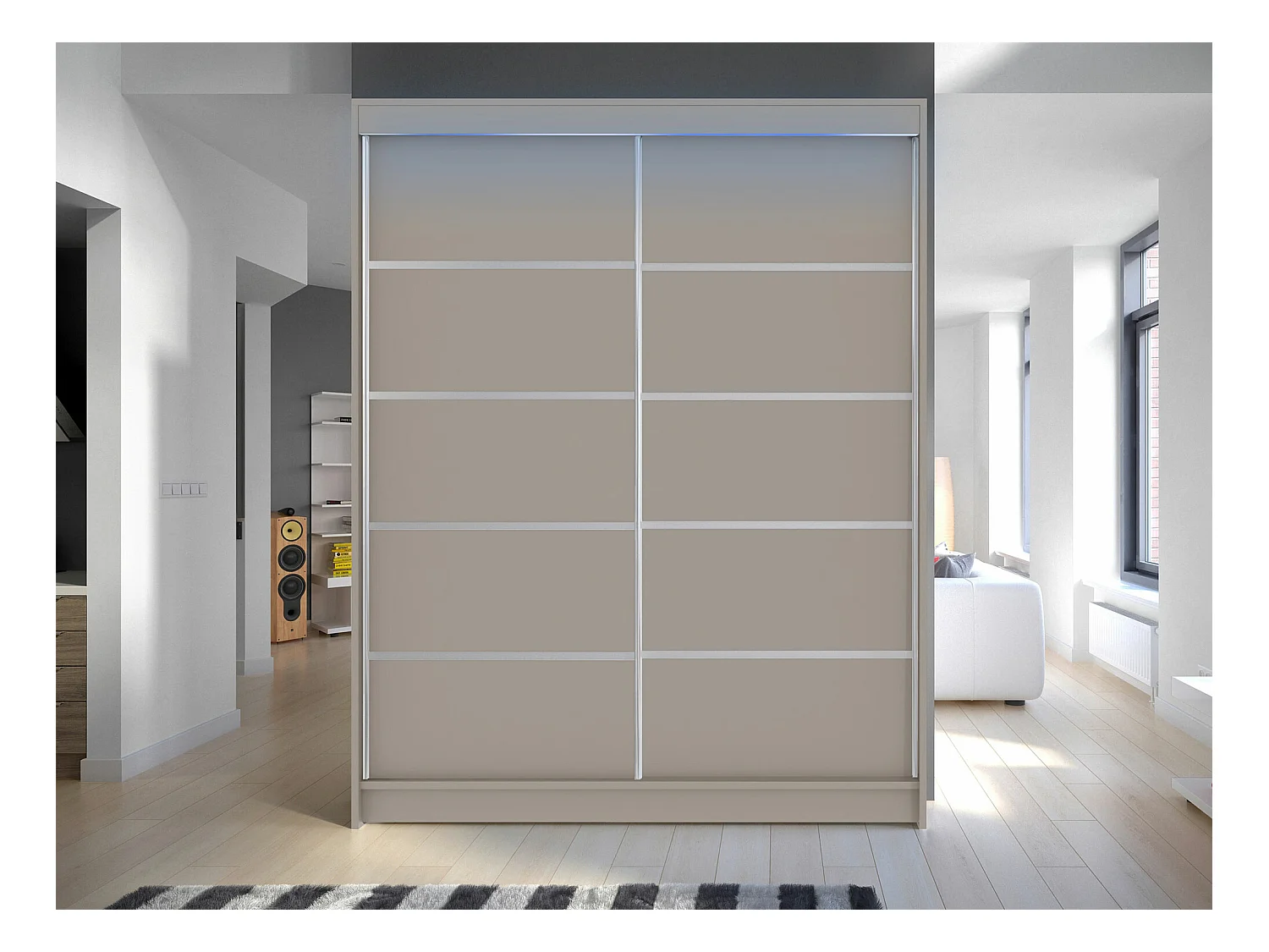 Armoire Closico 145, Cachemire, 200x150x58cm, Portes d'armoire: Coulissantes