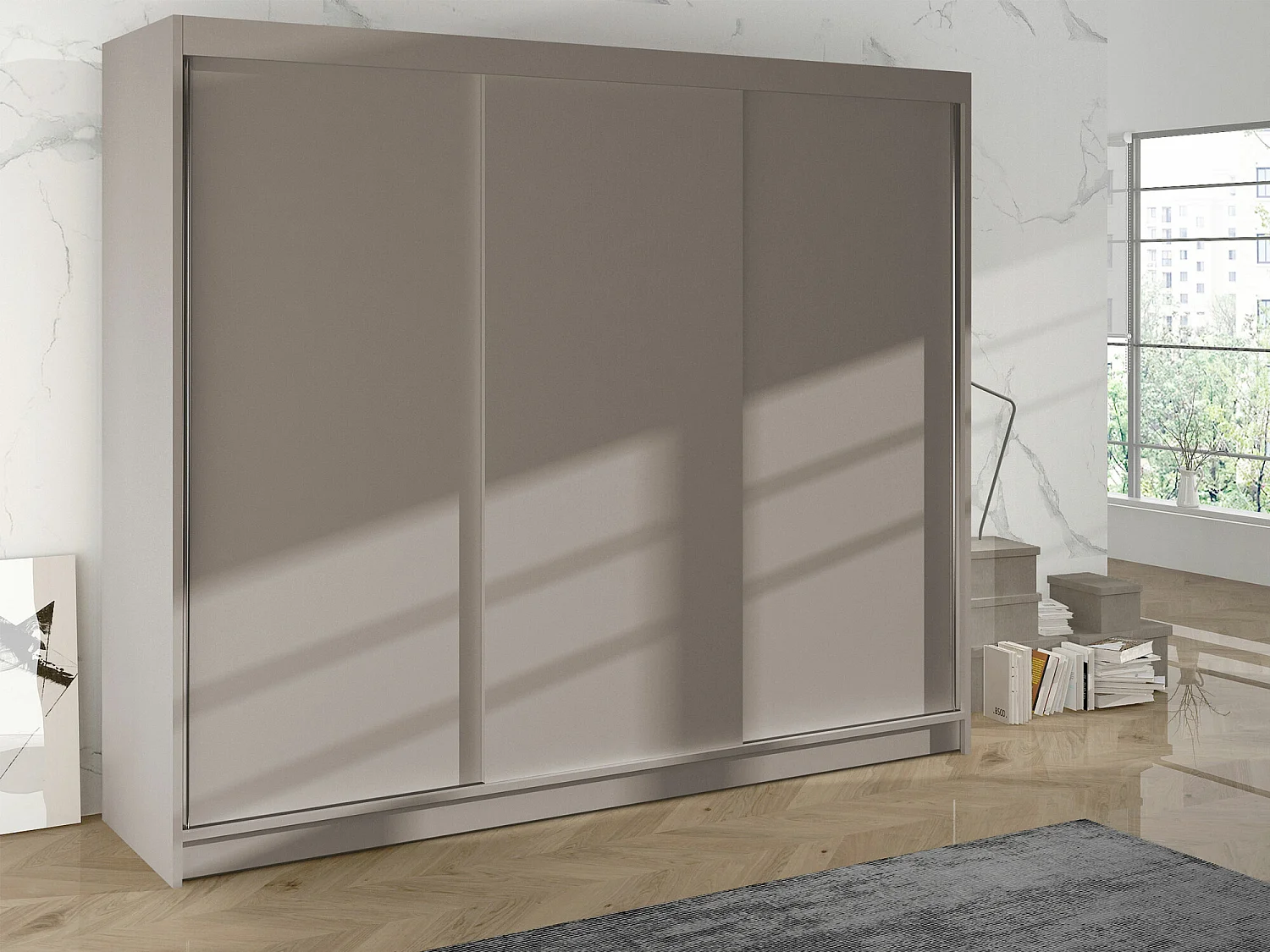 Armoire Closico 159, Cachemire, 215x200x58cm, Portes d'armoire: Coulissantes