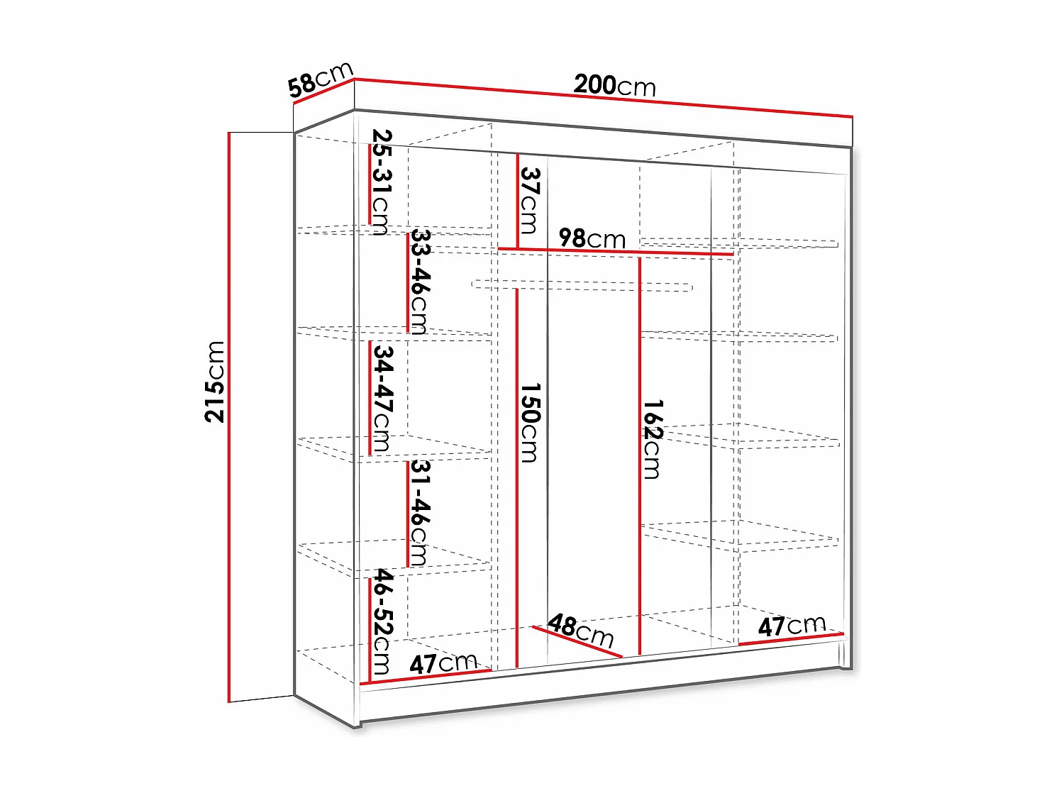 Armoire Closico 159, Cachemire, 215x200x58cm, Portes d'armoire: Coulissantes