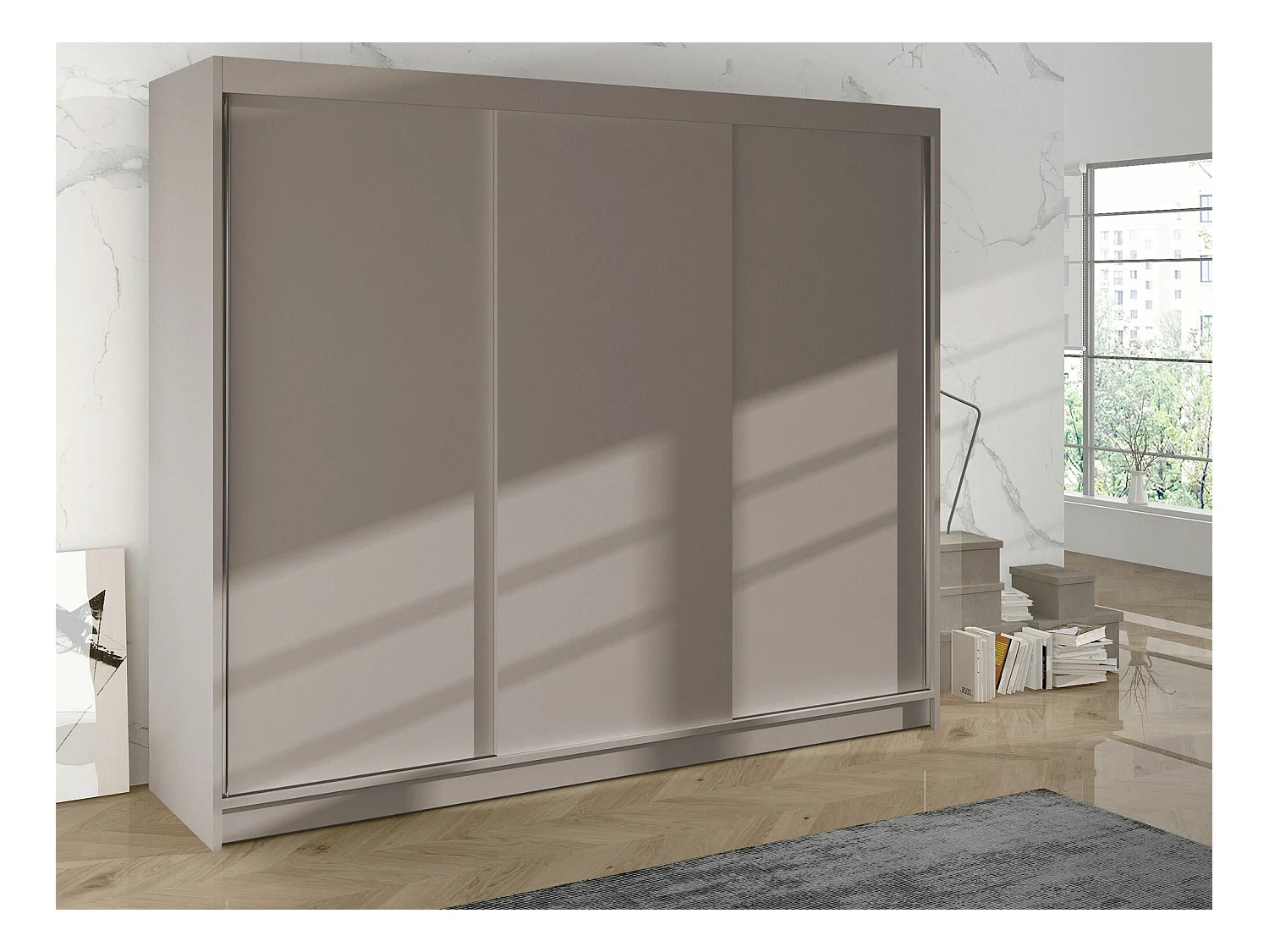 Armoire Closico 159, Cachemire, 215x200x58cm, Portes d'armoire: Coulissantes
