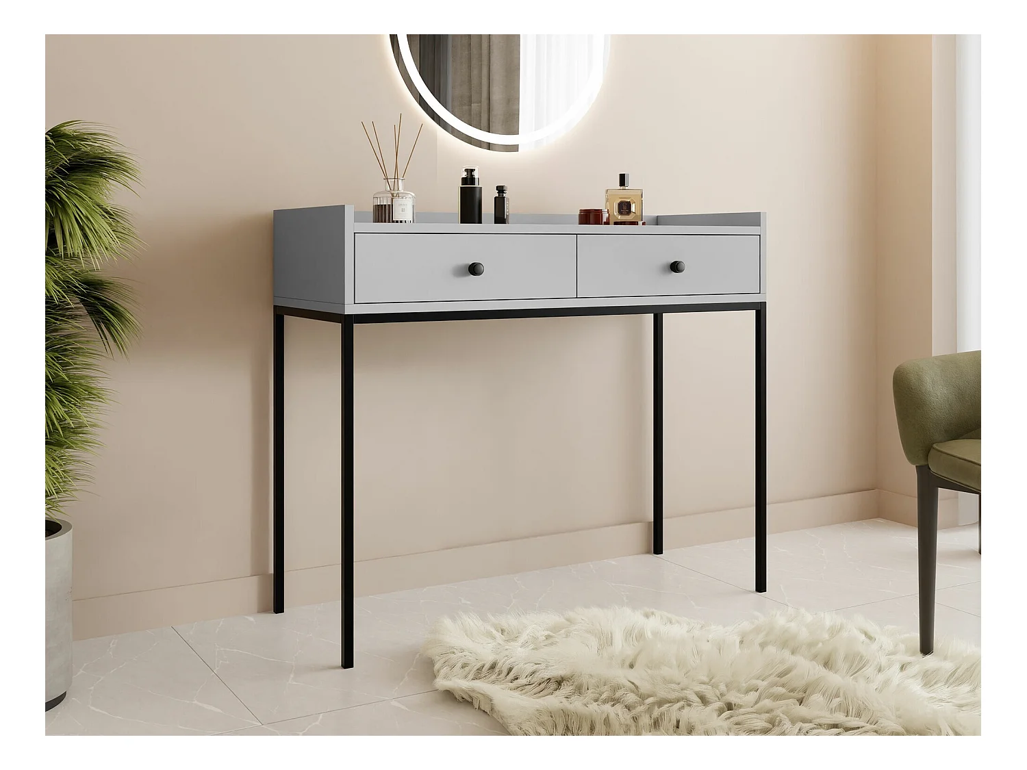 Console Comfivo Etmore 106, Gris, 86x100x40cm, Avec tiroirs